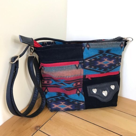 Hand Crafted Southwestern Print Fabric Shoulder Bag Purse Original by Louise - Picture 9 of 11